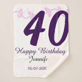 40th birthday add name date year purple floral pin sherpadecke