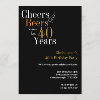 40th Birthday Cheers and Beers to 40 Years Party Einladung