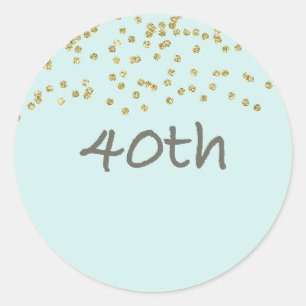 40th Birthday Confetti Runder Aufkleber