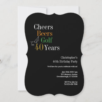 40th Birthday Golf Cheers Beers Party Einladung