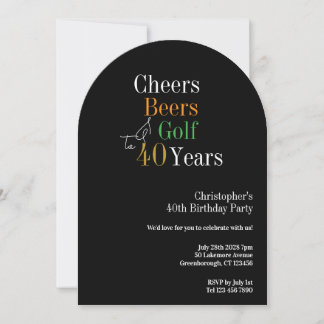 40th Birthday Golf Cheers Beers Party Invitation Einladung