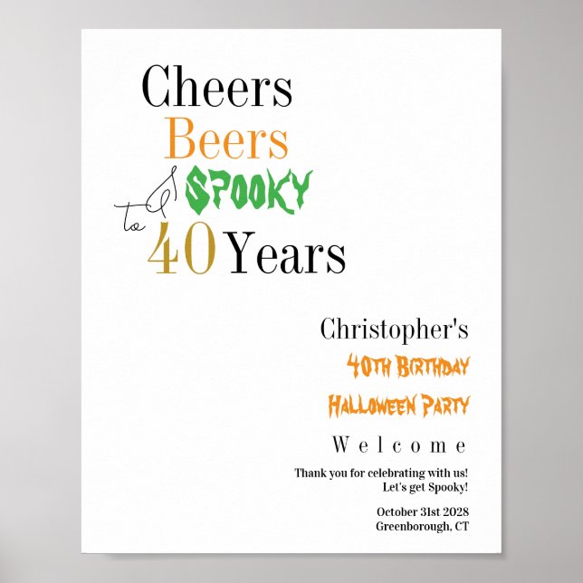 40th Birthday Halloween Party Welcome Poster (Vorne)