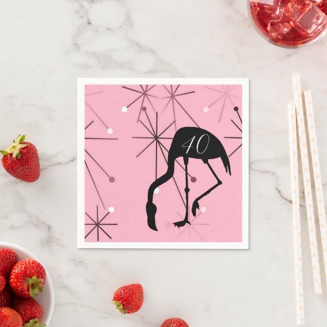 40th Birthday MidCentury Modern Atomic Starburst Serviette (Beispiel)