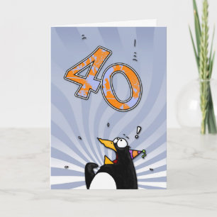 40th Birthday - Penguin Surprise Card Karte