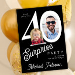 40th birthday photo black and white 40 years party einladung<br><div class="desc">Trendy bold typography 40th birthday surprise party invitation with 2 photos and modern retro style script. Easy to personalize with your text and pictures.</div>