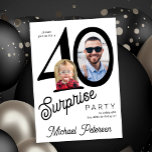 40th birthday photo white black 40 years party einladung<br><div class="desc">Trendy bold typography 40th birthday surprise party invitation with 2 photos and modern retro style script. Easy to personalize with your text and pictures.</div>