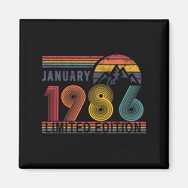 40th Birthday Retro Shirt,1986 Swea Gift January T Magnet (Vorne)