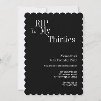 40th Birthday RIP 30s Black and White Party Einladung