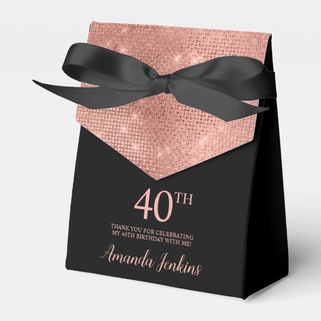 40th Birthday Rose Gold Thank You Favor Box Geschenkschachtel (Vorderseite)