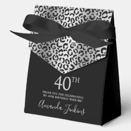 40th Birthday Silver Leopard Print Thank You  Geschenkschachtel