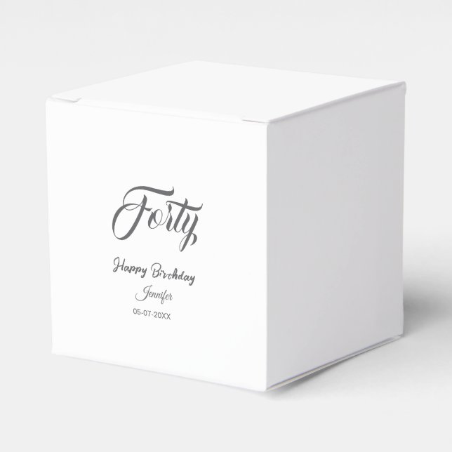 40th forty letterbirthday add name date year gray  geschenkschachtel (Vorderseite)