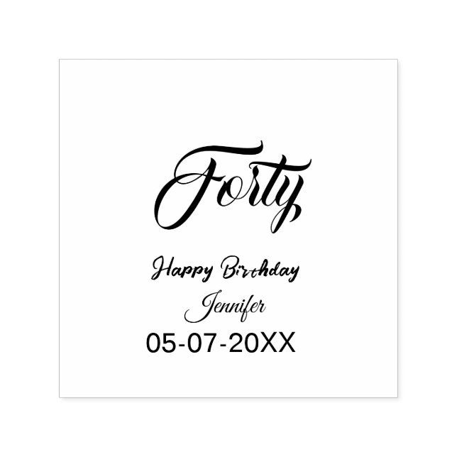 40th forty letterbirthday add name date year gray  permastempel (Design)