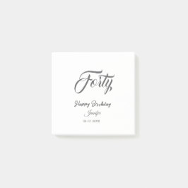40th forty letterbirthday add name date year gray post-it klebezettel