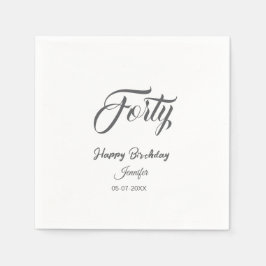 40th forty letterbirthday add name date year gray serviette