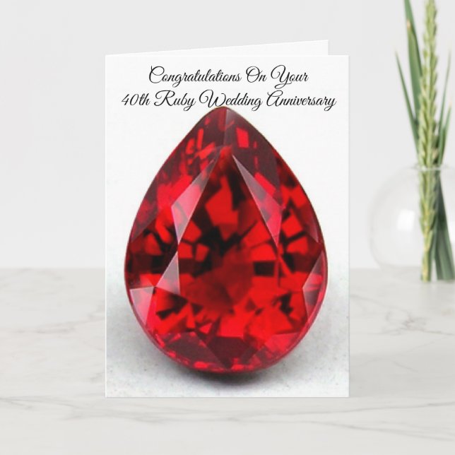 40th Wedding Anniversary Card Ruby Karte (Vorderseite)