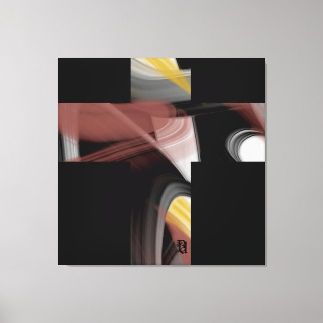 40x40" Trend Abstract Art Black White Powdery Leinwanddruck (Vorderseite)