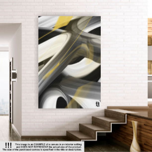 40x60" Trend Abstrakt Art Leinwand Schwarz-weiß Go