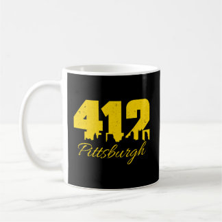 412 Pittsburgh Yellow Text City Skyline Pittsburgh Kaffeetasse