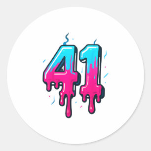 41 Eis-Drip-Meme Einundvierzig Vier Gen Alpha Sl Runder Aufkleber