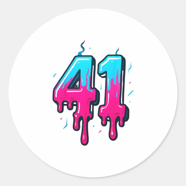 41 Eis-Drip-Meme Einundvierzig Vier Gen Alpha Sl Runder Aufkleber (Vorderseite)