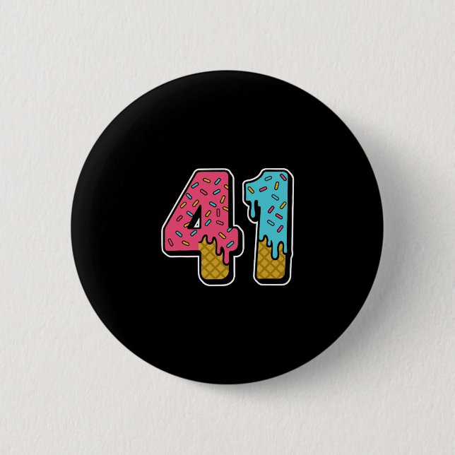 41 Eiscreme-Tropfen Meme 40 One Four Gen Alpha Sl Button (Vorderseite)
