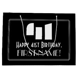 41. Geburtstag ~ Art Deco Inspiriert Look "41" + N Große Geschenktüte