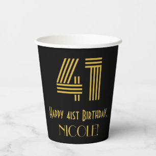 41. Geburtstag: Art Deco Inspiriert Look "41" & Na Pappbecher