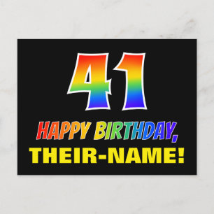41. Geburtstag: Bold, Fun, Simple, Rainbow 41 Postkarte