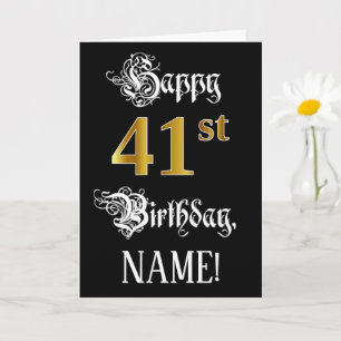 41. Geburtstag - Elegante Schrift; Faux-Gold-Look; Karte