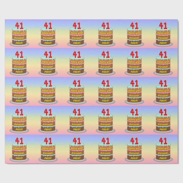41. Geburtstag: Fun Cake and Candles + Individuell Geschenkpapier (Flach)