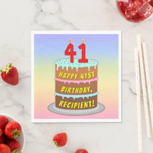 41. Geburtstag: Fun Cake and Candles + Individuell Serviette