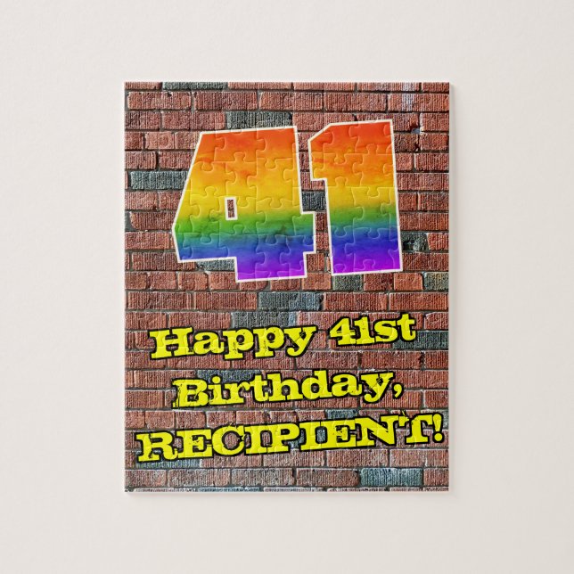 41. Geburtstag: Fun Graffiti-Inspiriert Regenbogen Puzzle (Vertikal)