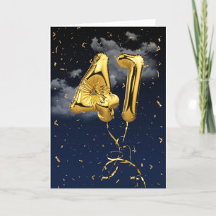41. Geburtstag Gold Mylar Ballon und Confetti Card Karte