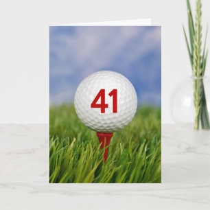 41. Geburtstag Golf Ball auf Red T-Shirt Karte