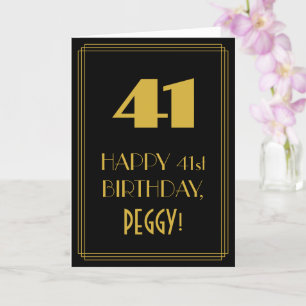 41. Geburtstag – im Art Deco Stil "41" & Name Karte