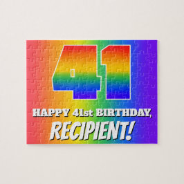 41. Geburtstag — mehrfarbiges Regenbogenmuster "41 Puzzle