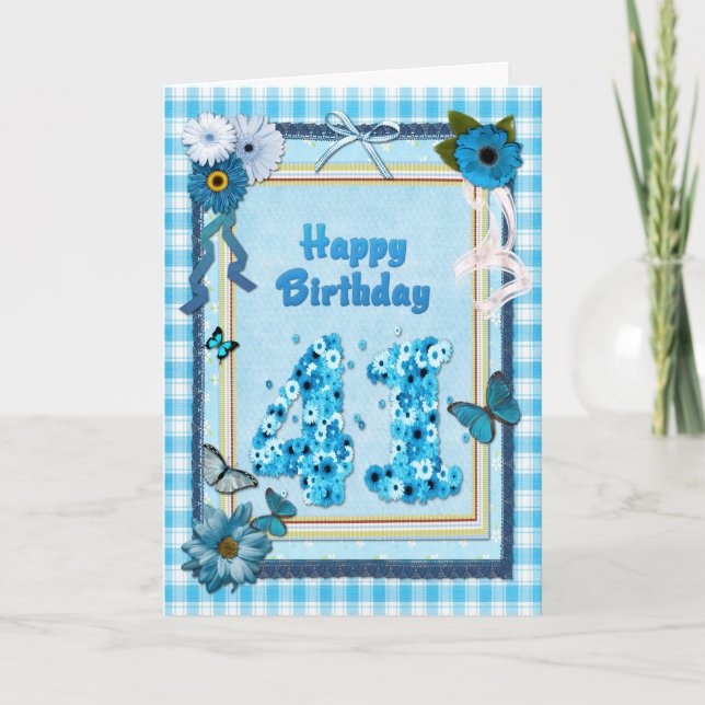 41. Geburtstag mit Scrapbook-Effekt Karte (Vorderseite)