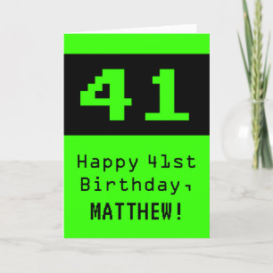 41. Geburtstag: Nerdy / Geeky Style "41" und Name Karte