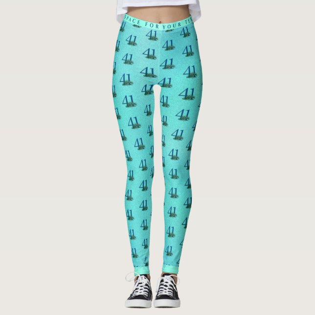 41. Geburtstag oder Jubiläum Pfauenmuster Leggings (Vorderseite)