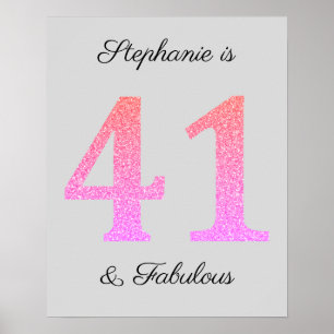 41. Geburtstag Rosa Rose Gold Glitzer Sparkle Cool Poster