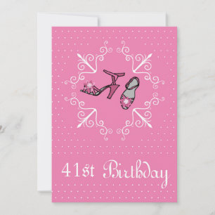 41. Geburtstag, rosa Schuhe, Einladung