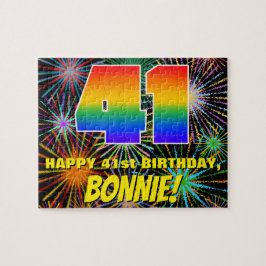 41. Geburtstag: Spaß, bunte feierliche Feuerwerke Puzzle