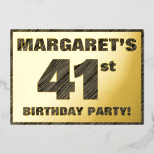 41. Geburtstagsparty — Bold, Imitate Holzkörner Te Folieneinladung