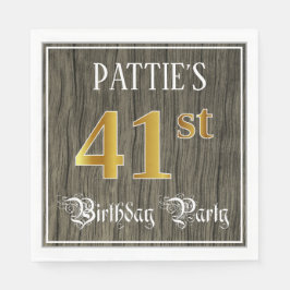 41. Geburtstagsparty - Imitate Gold & Imitate Wood Serviette
