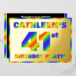 41. Geburtstagsparty — Spaß, Regenbogenspektrum "4 Folieneinladung