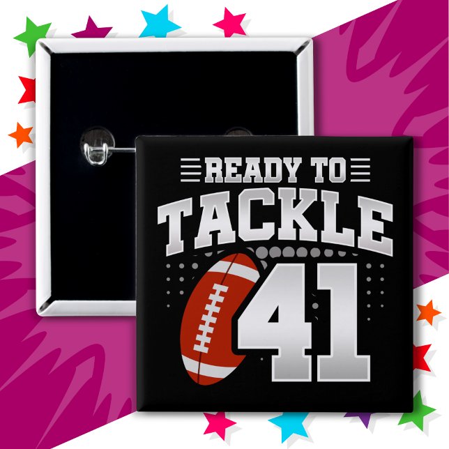 41-jähriges Tackle Football Party 41. Geburtstag Button (Von Creator hochgeladen)