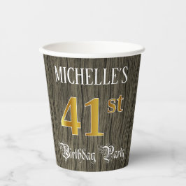 41st Birthday Party — Faux Gold & Faux Wood Looks Pappbecher