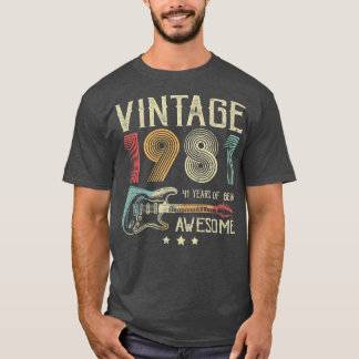 41st Birthday Womens Mens Vintage Awesome 1981 Gui T-Shirt