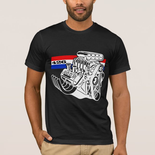 426 HEMI durchgebrannter V8-Motor T-Shirt (Vorderseite)