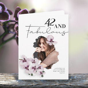 42 & Fantastische Orchideen-Foto-Geburtstagskarte Karte